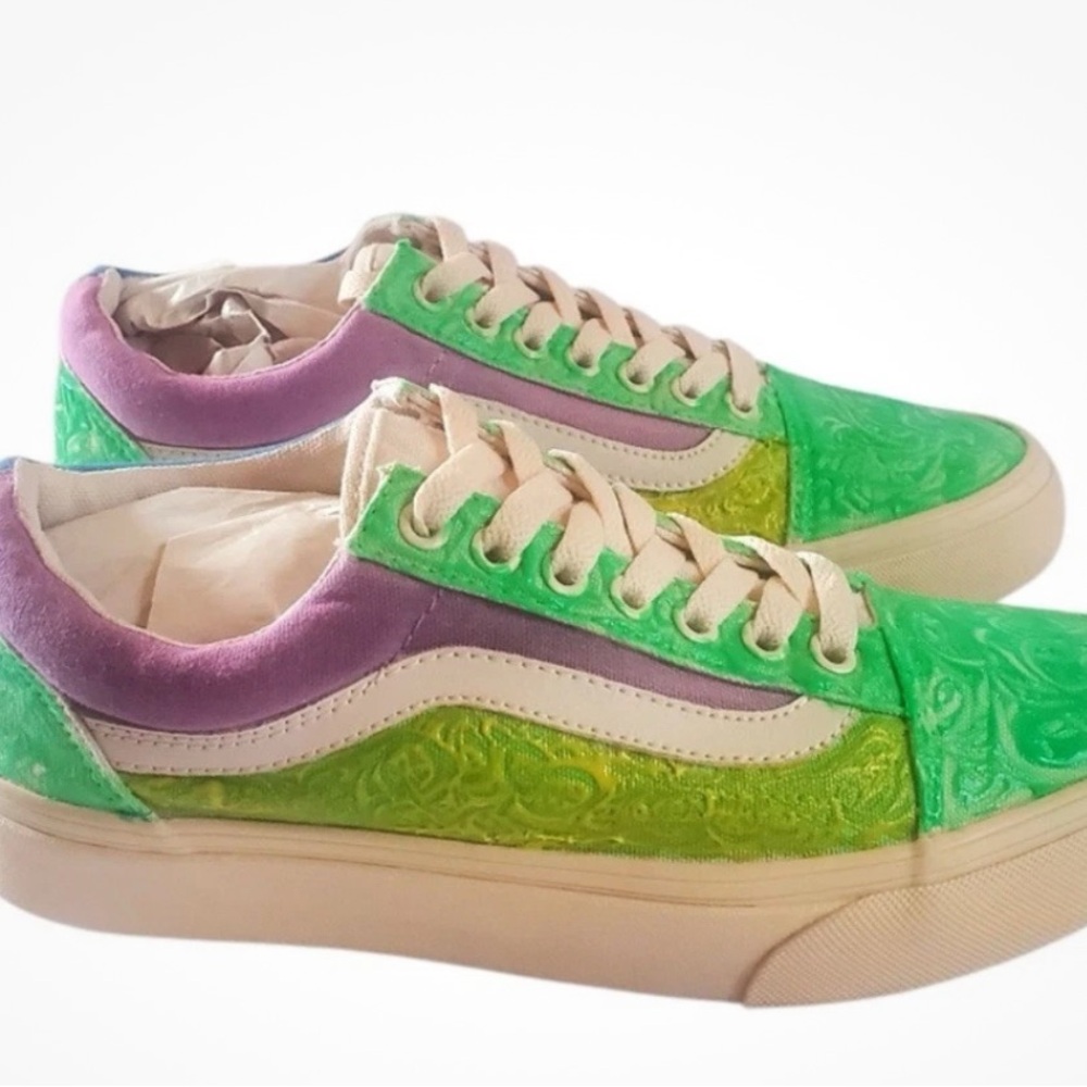 Vans Custom Vibrant Green, Purple Multicolor Sneakers Women's 8.5 Men's 7